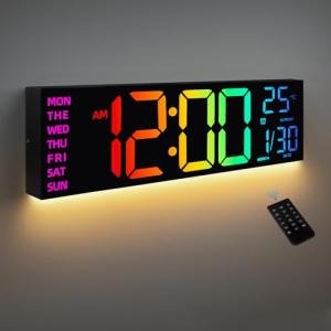 HAITANG Reloj de pared digital de 8 colores, reloj digital…