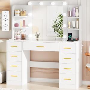 BEWISHOME Grande Tocador con Luces LED Regulables y enchufe…