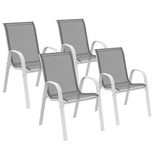 IDMarket - Juego de 4 sillas de jardín LYMA metal y textile…