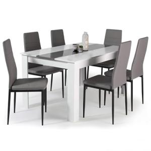IDMarket – Conjunto de mesa de comedor Georgia 140 cm blanc…