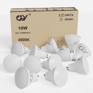 GY 12 bombillas LED GU10, 10 vatios (equivalente a 100 vati…