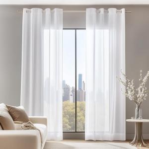 Deconovo Cortinas Salon Modernas Blancas Translucidas 140 x…