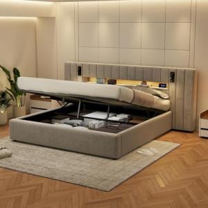 Wyibwy Cama de matrimonio de 160 x 200 cm con conexión USB,…