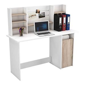 Mesa de Ordenador Escritorio con altillo 135cm. Blanco y Ro…