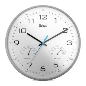 Mebus Reloj de Pared analógico de Cuarzo con termómetro e h…