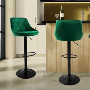 ML-Design Set 2X Taburetes de Bar de Terciopelo Verde, Sill…