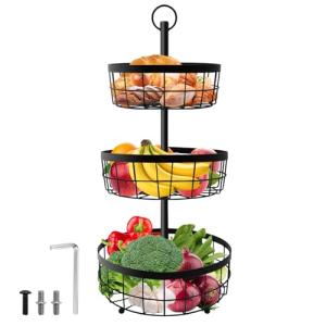 Yiomxhi Cesta de Frutas de 3 Niveles, Canasta de Frutas Met…