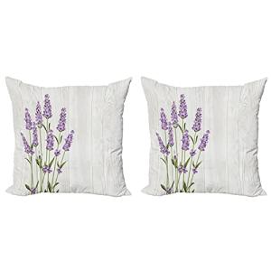 ABAKUHAUS Lavanda Set de 2 Fundas para Cojín, Ramo de Hierb…