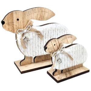 com-four® 2X Figura Decorativa con Soporte - Conejo de Pasc…