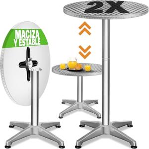 CASARIA® 2X Mesas Bar Bistro 2en1 Plegables Altura Ajustabl…