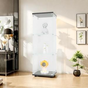Jeerbly Vitrina de Cristal de Pie Con Una Puerta para Salón…