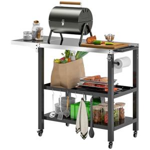 Outsunny Carrito de Parrilla de 3 Niveles Carrito de Barbac…