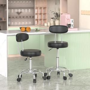 HAMHAIGO Juego de 2 Taburete Alto con Ruedas, Taburete Gira…