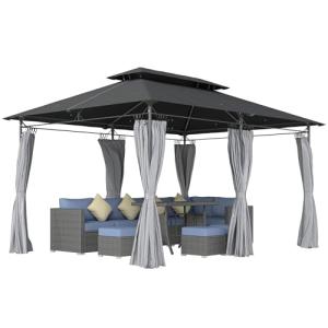 Outsunny Cenador para Jardín 4x3 m Pérgola de Jardín Gazebo…
