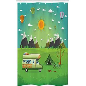 ABAKUHAUS Happy Camper Cortina para baño, Aire Libre Carava…