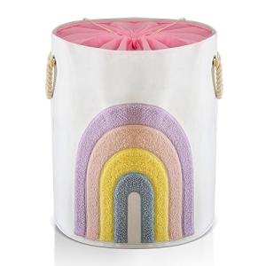 INough Cesto de Lavandería para Bebé, Cesto de Ropa Rosa, C…