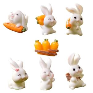 KEELYY 7 figuras de conejo, decoración de Pascua, resina, c…