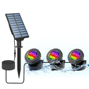 CORESLUX Iluminación solar para estanque, foco solar RGB, f…