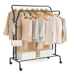 SONGMICS Burro para Ropa, con Ruedas, Perchero Burro con Do…