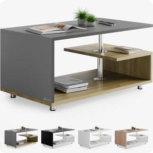 CASARIA® Mesa de Centro de Madera Gris Almacenaje 95x55cm P…