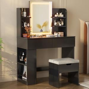 Devoko Tocador de Maquillaje con Taburete y Luces LED, Bril…