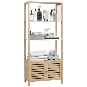 HOMCOM Estantería de Baño de Bambú con 3 Estantes Abiertos…