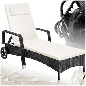 TecTake®, Tumbona Chaise Longue, Ajustable de Poliratán con…