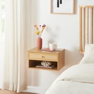 [en.casa] Estantería de Pared Eiker Mesita de Noche con Caj…