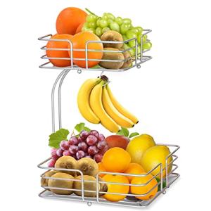Bomclap Cesta de frutas de 2 niveles con soporte para pláta…