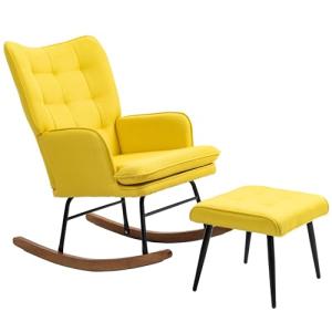 HOMCOM Silla Mecedora con Reposapiés Mecedora para Lactanci…