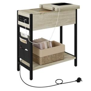 EUGAD Mesita Estrecha con 2 Enchufes y 2 Puertos USB, Mesa…