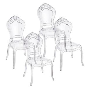 Baroni Home Set de 4 Sillas de Policarbonato Transparente,…