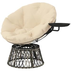 Outsunny sillón papasan ratán sillón de mimbre giratorio 36…