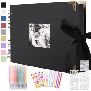 Album de Fotos Scrapbook Espiral, 80 Páginas Negras con 2pc…