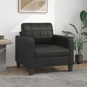 Emmtore Sillón Cuero sintético Negro 60 cm