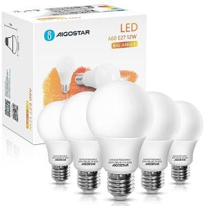 Aigostar Bombilla LED E27 12W, Luz calida 3000K, 1170 Lúmen…