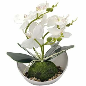 Aisamco Flores de orquídeas Artificiales con Maceta Blanca…