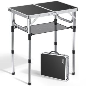 Anbte Mesa Plegable Camping 59x40x26/48/70cm Ajustable Altu…
