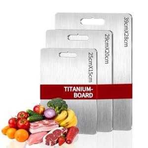 Tabla Cortar Acero Inoxidable, 3 Piezas Titanium Cutting Bo…