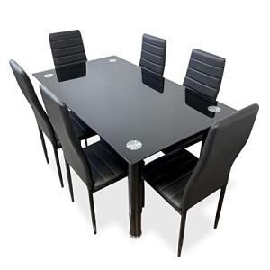 Homey Mesa de Cristal de Comedor o Cocina con Patas Negras…