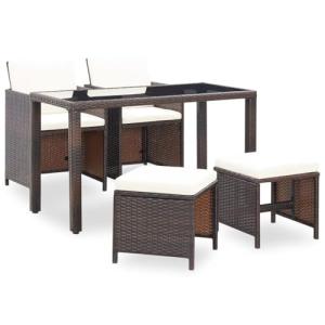 QZZCED Set Comedor de jardín 5 Piezas y Cojines ratán sinté…