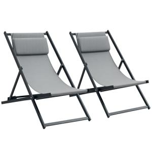 Outsunny Conjunto de 2 Tumbonas Plegables de Aluminio Tumbo…