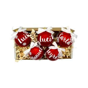 Bolas de Navidad Personalizadas Rojas Nombre Pack 5 Decorac…