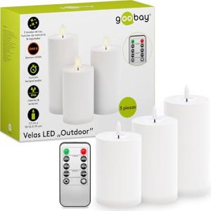 goobay 64786 Set de 3 velas LED con mando a distancia/velas…