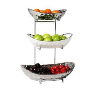 Cesta De Frutas De Cerámica De 3 Niveles Con Soporte De Met…