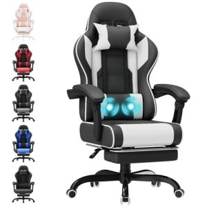TRIUMPHKEY Silla Gaming con Masajeador, PU Silla de Juegos…