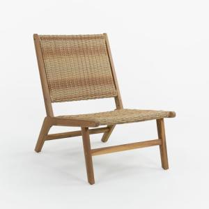 Vaukura Sillón de Madera de Acacia y Mimbre Sintético Elvia…