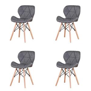 Herbalady Juego de 4 Sillas de Comedor Tapizadas en Lino, S…
