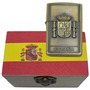 Mechero Recargable Dorado con Grabado del Escudo de España.…