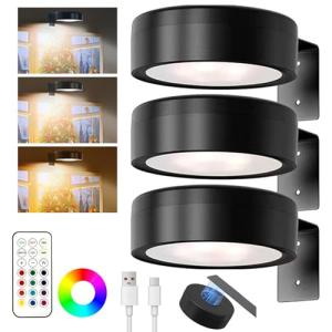 Acxilexy 3PCS Aplique Luz Cuadros Sin Cable, 13 RGB Luces L…